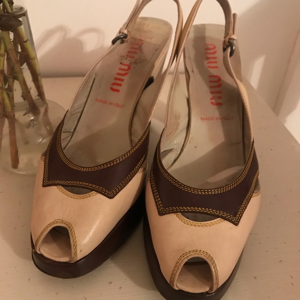 Miu Miu Leather Platform Sandals